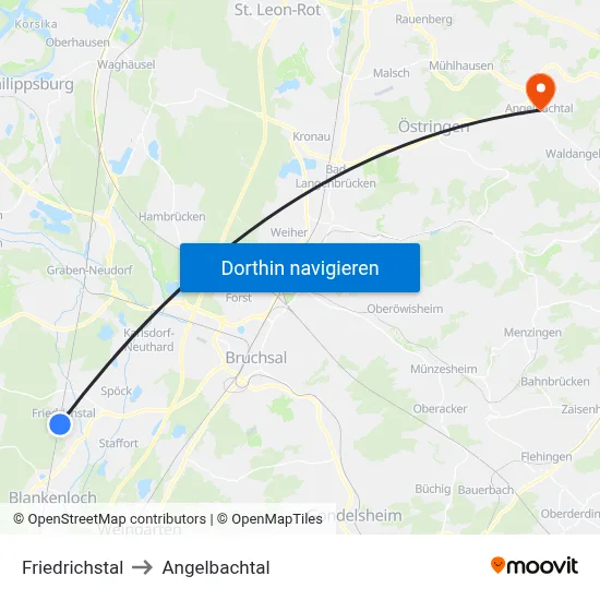 Friedrichstal to Angelbachtal map