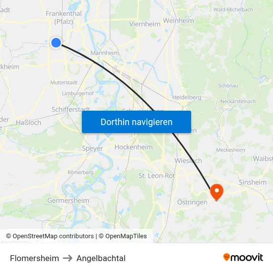 Flomersheim to Angelbachtal map
