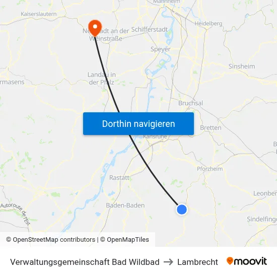 Verwaltungsgemeinschaft Bad Wildbad to Lambrecht map