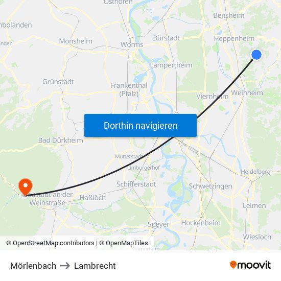 Mörlenbach to Lambrecht map