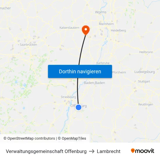 Verwaltungsgemeinschaft Offenburg to Lambrecht map
