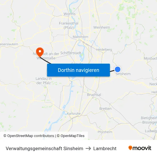 Verwaltungsgemeinschaft Sinsheim to Lambrecht map