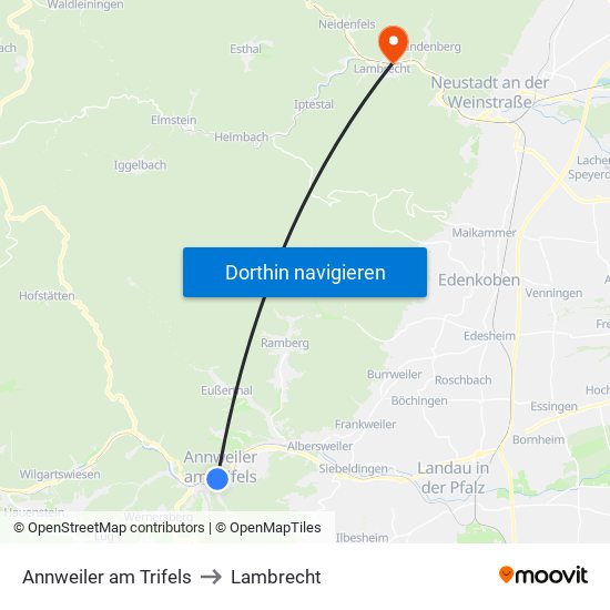 Annweiler am Trifels to Lambrecht map