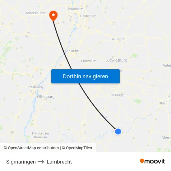 Sigmaringen to Lambrecht map