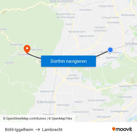 Böhl-Iggelheim to Lambrecht map