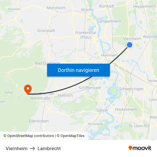 Viernheim to Lambrecht map