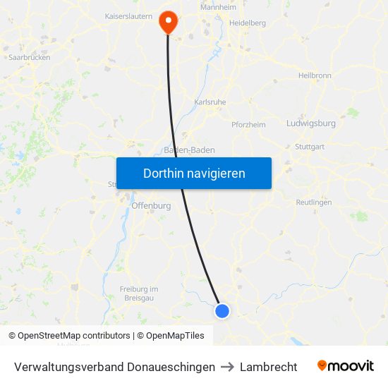 Verwaltungsverband Donaueschingen to Lambrecht map