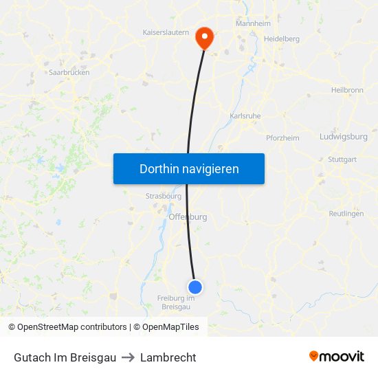 Gutach Im Breisgau to Lambrecht map