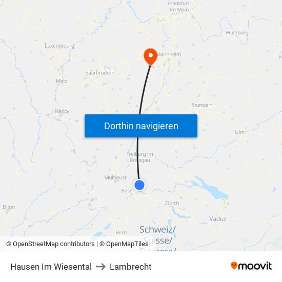 Hausen Im Wiesental to Lambrecht map