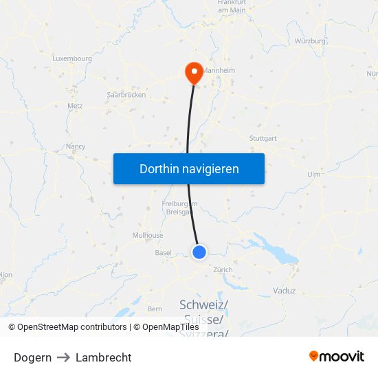 Dogern to Lambrecht map