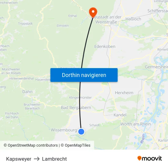 Kapsweyer to Lambrecht map