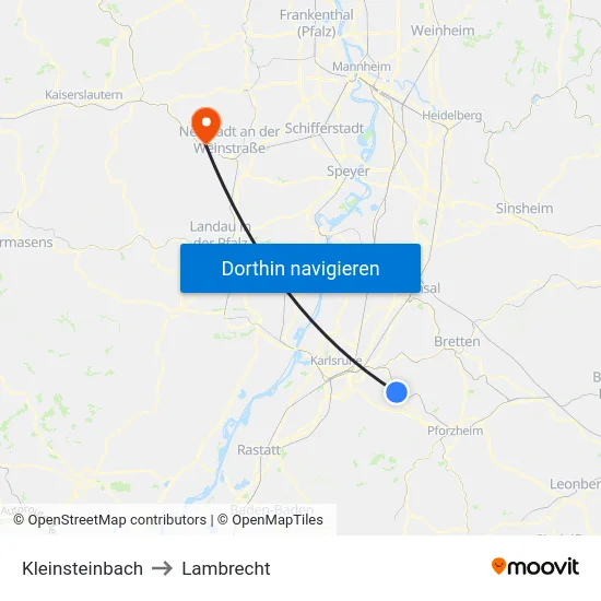Kleinsteinbach to Lambrecht map
