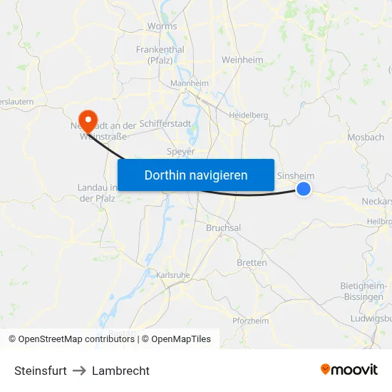 Steinsfurt to Lambrecht map