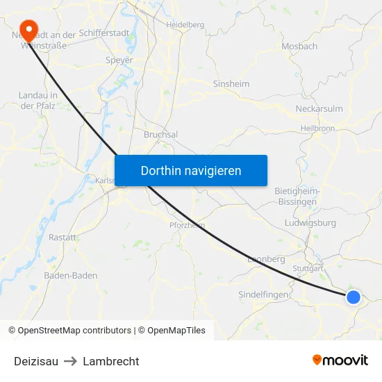 Deizisau to Lambrecht map