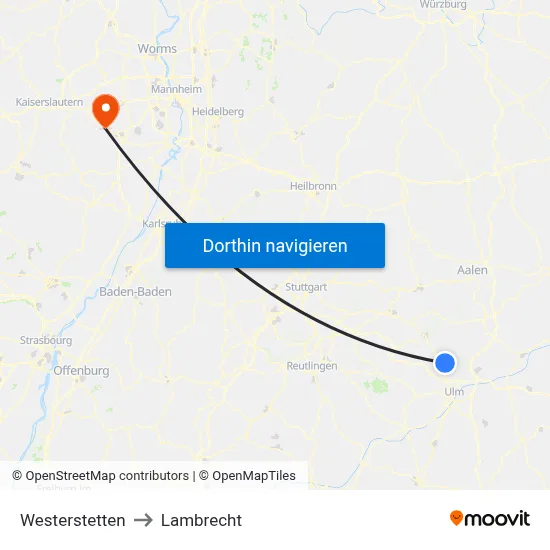 Westerstetten to Lambrecht map