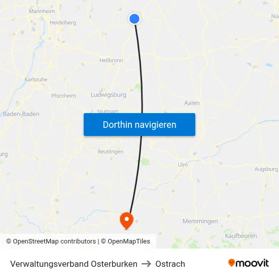 Verwaltungsverband Osterburken to Ostrach map