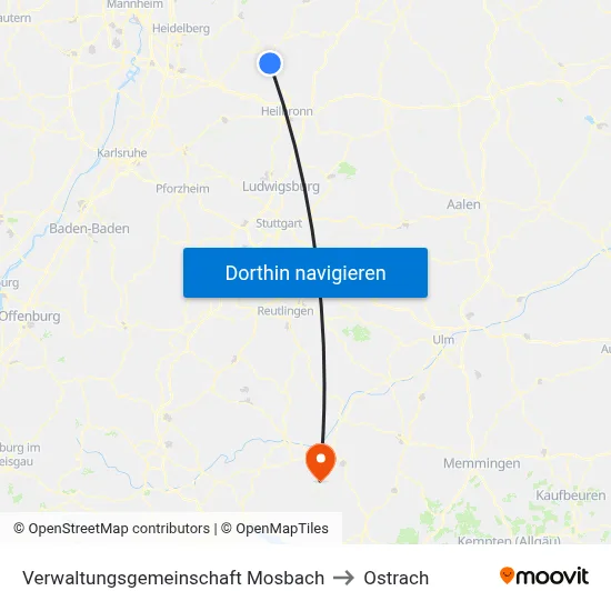 Verwaltungsgemeinschaft Mosbach to Ostrach map