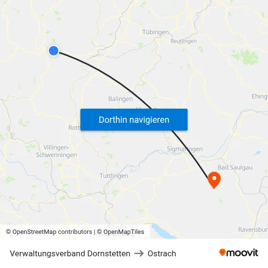 Verwaltungsverband Dornstetten to Ostrach map