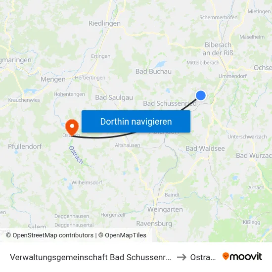 Verwaltungsgemeinschaft Bad Schussenried to Ostrach map