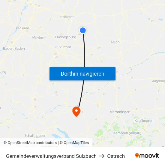 Gemeindeverwaltungsverband Sulzbach to Ostrach map