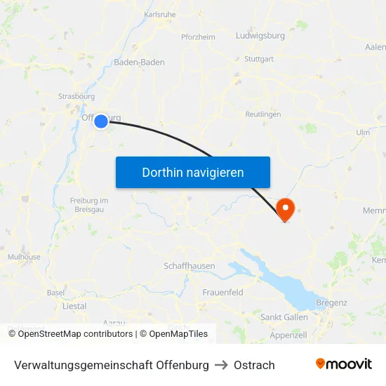 Verwaltungsgemeinschaft Offenburg to Ostrach map