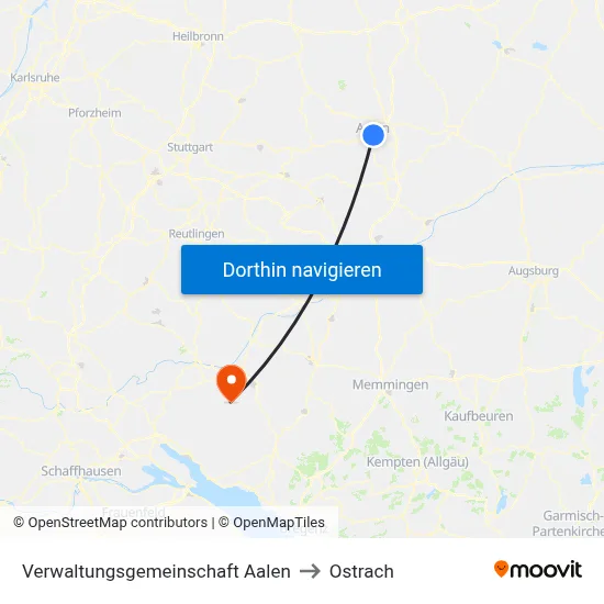Verwaltungsgemeinschaft Aalen to Ostrach map