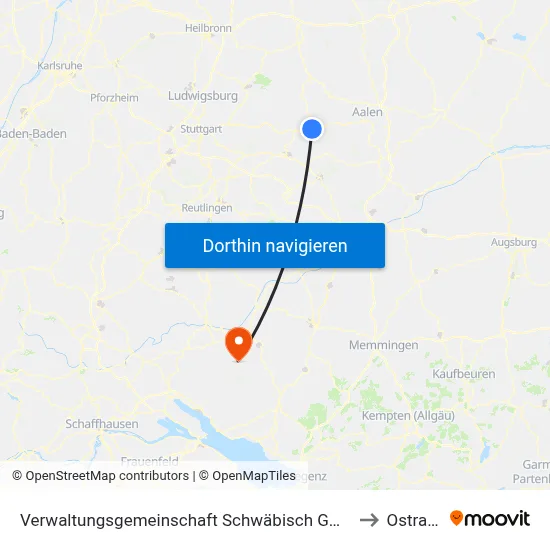 Verwaltungsgemeinschaft Schwäbisch Gmünd to Ostrach map