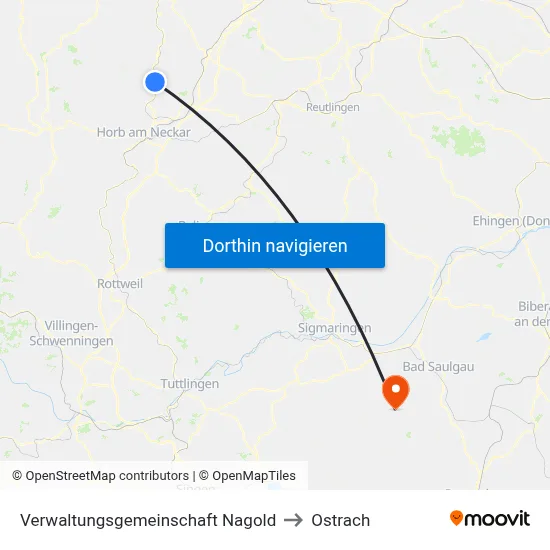 Verwaltungsgemeinschaft Nagold to Ostrach map