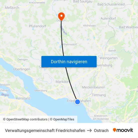 Verwaltungsgemeinschaft Friedrichshafen to Ostrach map