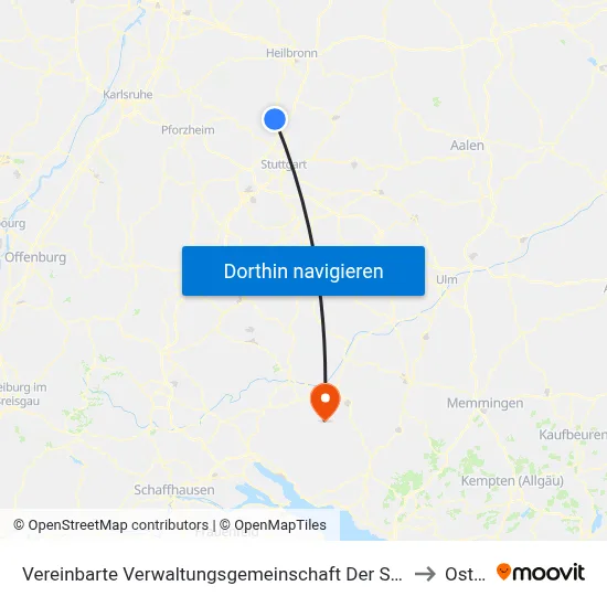Vereinbarte Verwaltungsgemeinschaft Der Stadt Bietigheim-Bissingen to Ostrach map