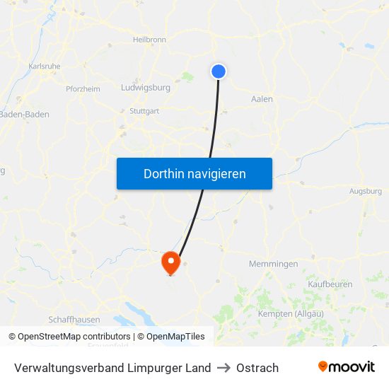 Verwaltungsverband Limpurger Land to Ostrach map