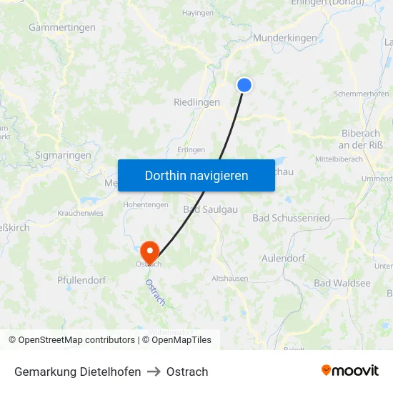 Gemarkung Dietelhofen to Ostrach map