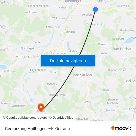 Gemarkung Hailtingen to Ostrach map