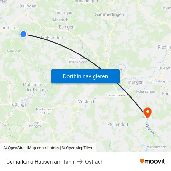 Gemarkung Hausen am Tann to Ostrach map