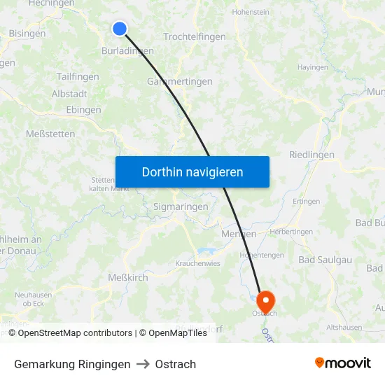 Gemarkung Ringingen to Ostrach map