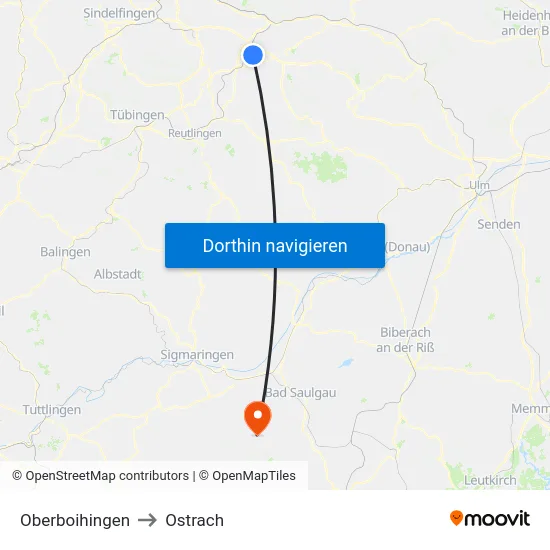 Oberboihingen to Ostrach map