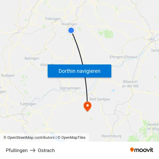 Pfullingen to Ostrach map
