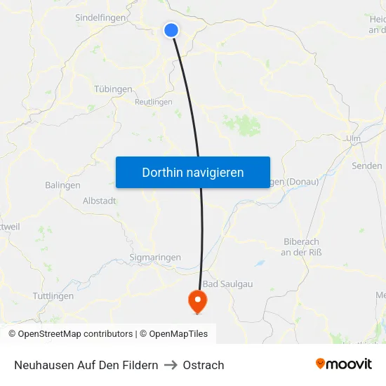 Neuhausen Auf Den Fildern to Ostrach map