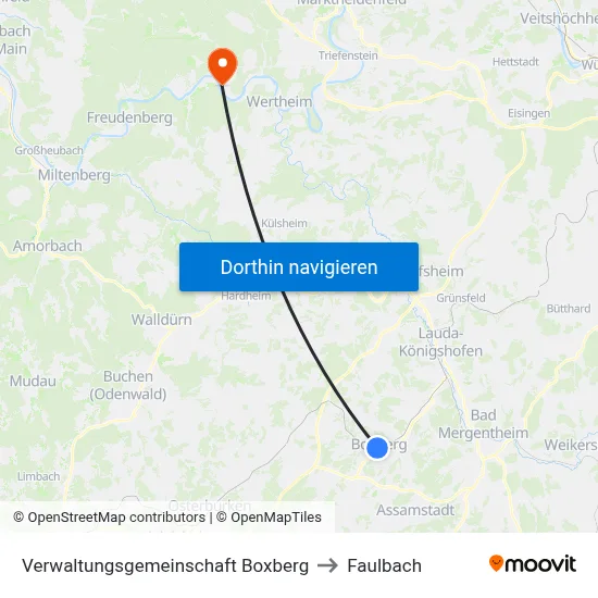 Verwaltungsgemeinschaft Boxberg to Faulbach map