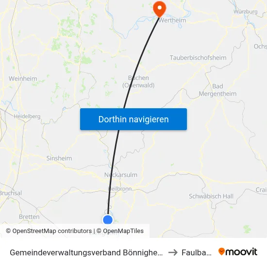 Gemeindeverwaltungsverband Bönnigheim to Faulbach map