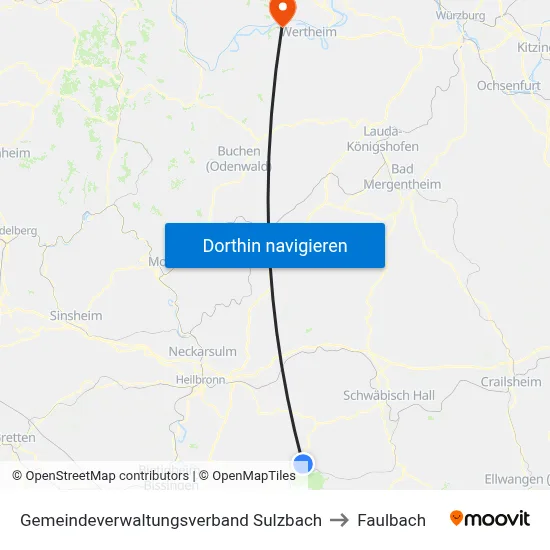 Gemeindeverwaltungsverband Sulzbach to Faulbach map