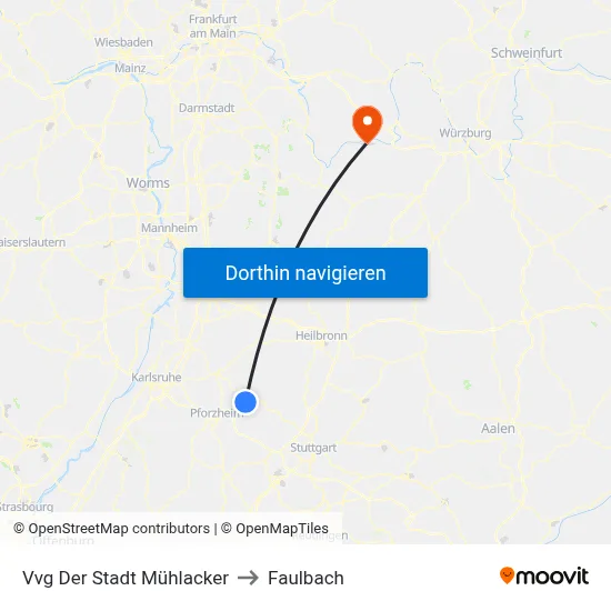 Vvg Der Stadt Mühlacker to Faulbach map