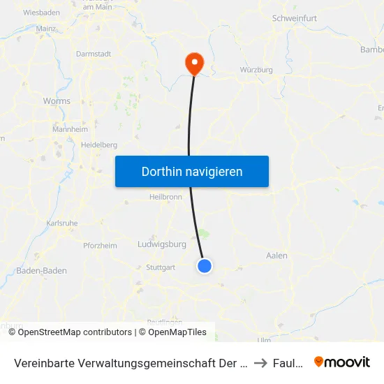 Vereinbarte Verwaltungsgemeinschaft Der Stadt Schorndorf to Faulbach map