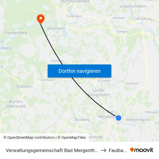 Verwaltungsgemeinschaft Bad Mergentheim to Faulbach map