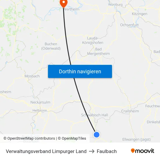 Verwaltungsverband Limpurger Land to Faulbach map