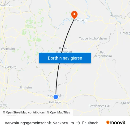 Verwaltungsgemeinschaft Neckarsulm to Faulbach map
