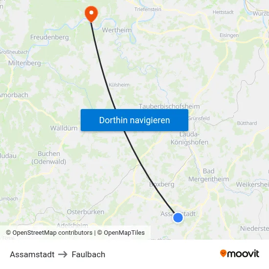 Assamstadt to Faulbach map