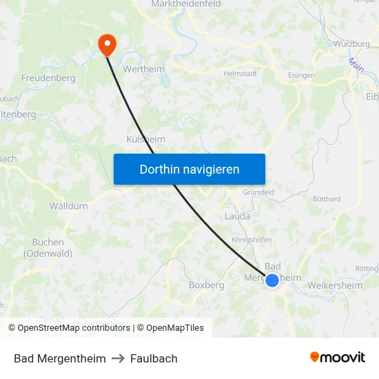 Bad Mergentheim to Faulbach map