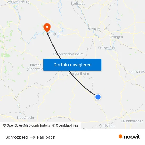 Schrozberg to Faulbach map