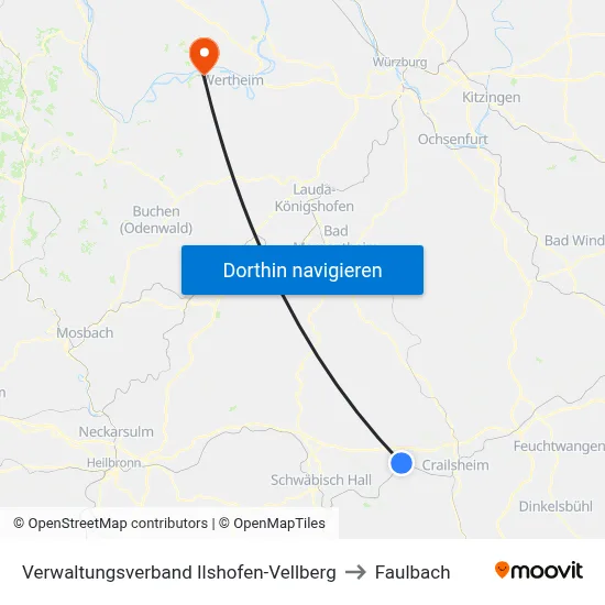 Verwaltungsverband Ilshofen-Vellberg to Faulbach map